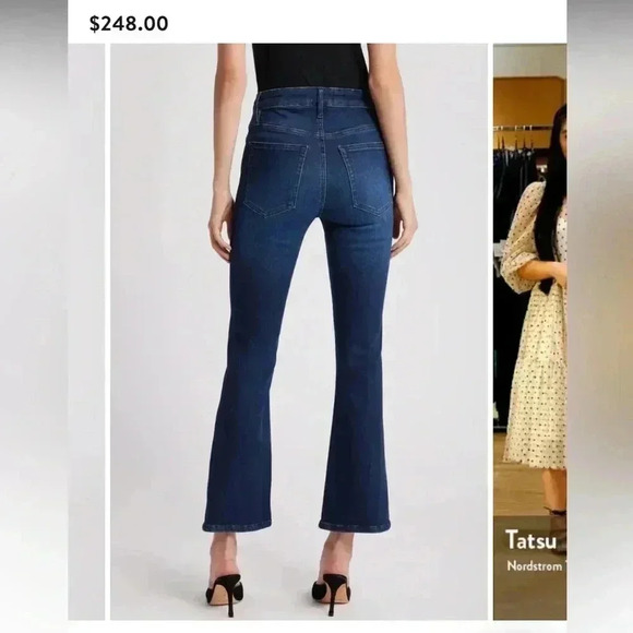 FRAME Le Crop Bell Flare Jeans Rockview Blue Dark Wash NWT - Picture 5 of 10